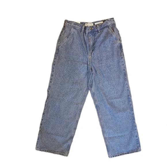 American Apparel Women Crop Wide Leg Jeans Pink Tinted Blue Size 30 - Picture 3 of 4